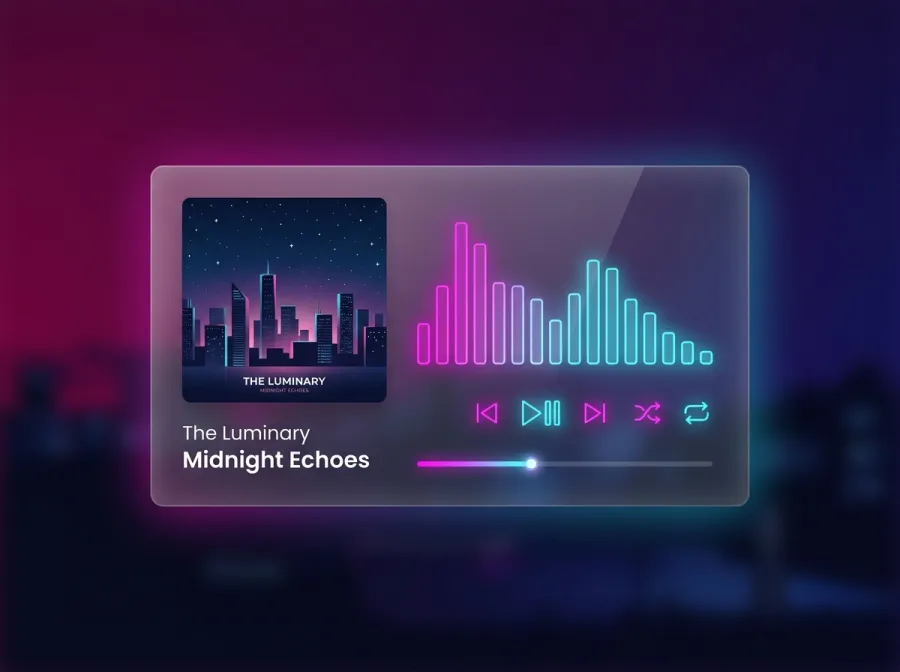 Midnight Player — Media & Audio Rainmeter skin preview